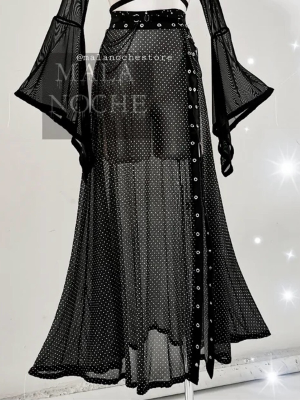 Goth Designer Sheer Maxi Skirt Only